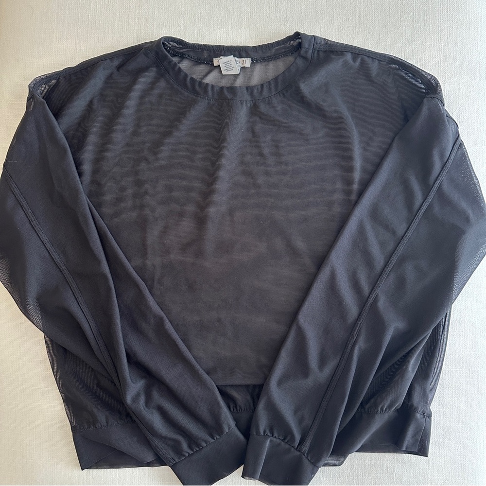 Black Sheer Long Sleeve Top